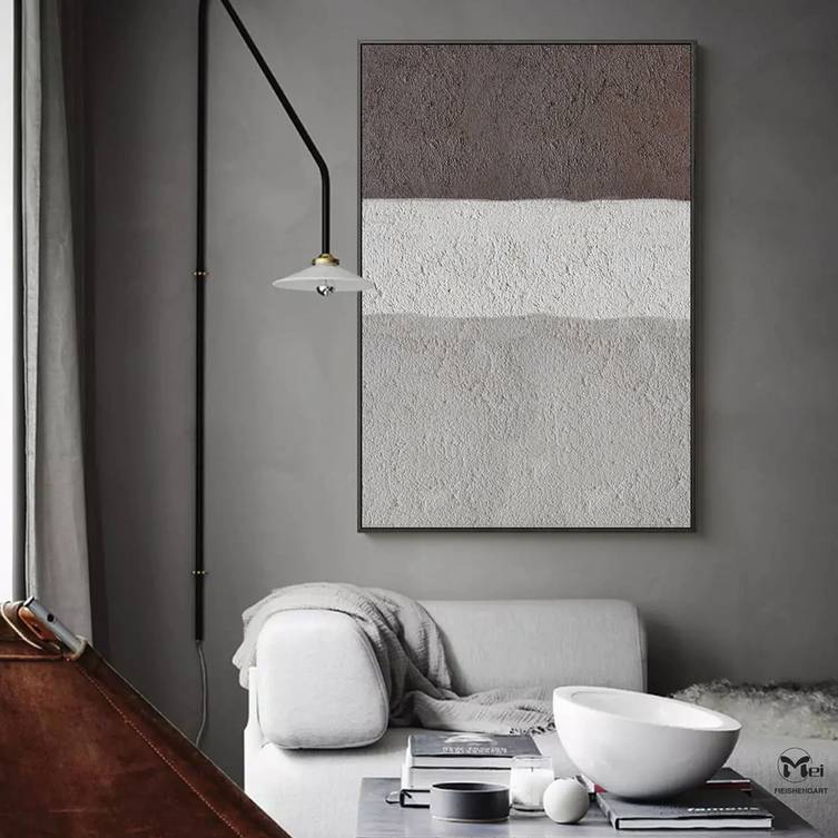 White Hand-painted Contemporary Days Office Abstract Canvas Wall Art ECB7V